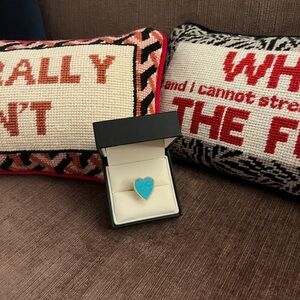 Jennifer Meyer Turquoise Inlay Heart With Diamonds Ring